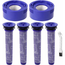 piezas filtros v7 v8 compatibles con Dyson, 2 post filtros HEPA, 4 prefiltros, 1 cepillo, Compatible con Dyson V8 V7 Animal Absolute Battery
