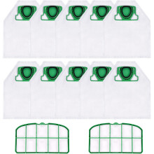 Bolsas para aspiradora compatibles con Vorwerk Kobold VK200 FP200 Pack de 10 bolsas para aspiradora y 2 filtros protectores de motor Filtro