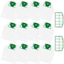 Verpakking met 12 stofzuigerzakken voor de Vorwerk Kobold VK200 FP200 stofzuiger en 2 motorbeschermingsfilters, microfleece filterzakken als