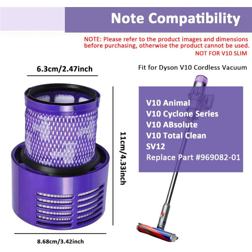 Φίλτρο 2 τεμαχίων συμβατό με Dyson V10 SV12, Ανταλλακτικά φίλτρα συμβατά με Cyclone 1