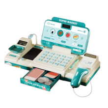 Supermarket Cash Register Toys Shopping Intelligent Recognition Pretend with Scanner Microphone Toy for Kids