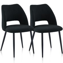(Black) Set of 2 Velvet Dining Chairs Upholstered