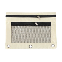 JMKQLZ 3-Ring Binder Compatible Zipper Pouch – Dual Compartments, Clear View Window, Oxford Fabric Storage for Pens, Stationery & Personal Care