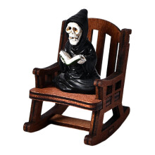 Grim Reaper Resin Statue 2.2 in, Gothic Bookshelf Decor