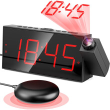 KitchenKey Projection Alarm Clock with Vibrating Bed
