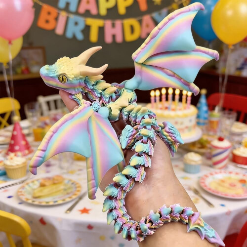 3D-printet dragefigur med leddelt krop, 39 cm