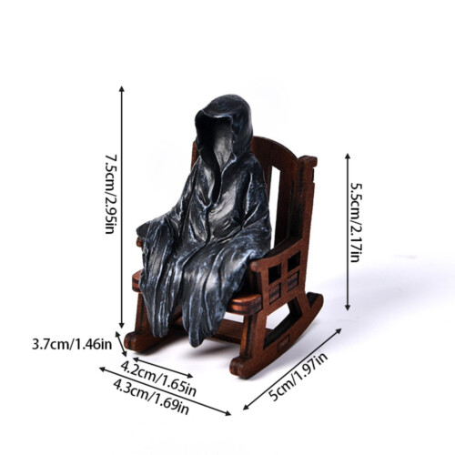 Grim Reaper Resin Statue 2.2 in, Gothic Bookshelf Decor 2