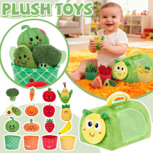 Set de juguetes de peluche de frutas y verduras de 17 piezas