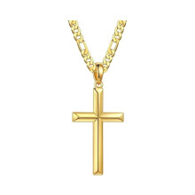 Men's Figaro Cross Pendant Necklace – Silver or Gold Plated Christian Jewelry, 24" Chain, Hypoallergenic, Fade-Resistant Gift