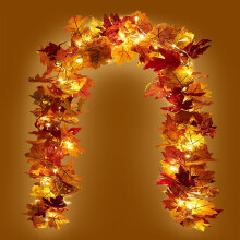 Maple Leaf Garland with LED Lights 5.8ft 2 Pack
