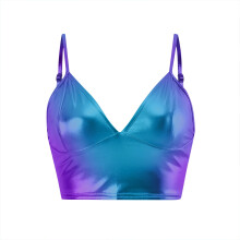 Women's PU Tank Top Bandeau Corset Blue 2XL