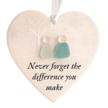 Sea Glass Heart Ornament 8cm Friendship Christmas Decoration