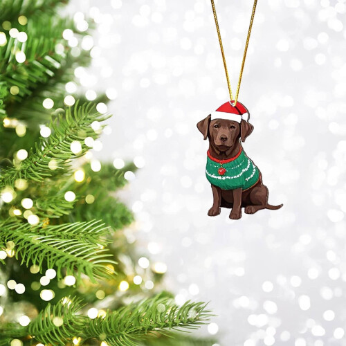 Wooden Chocolate Lab Christmas Ornament 1 piece 1