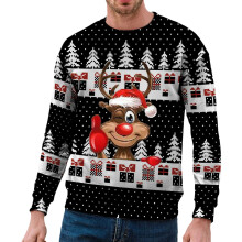 Pull de Noël pour homme, motif festif amusant, coupe ample