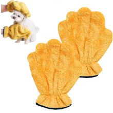 Corals Fleece Pet Grooming Gloves – Multi-Functional Bath Towel Mittens for Dogs & Cats, Quick-Drying, Reusable, Gentle & Absorbent; Compatible with