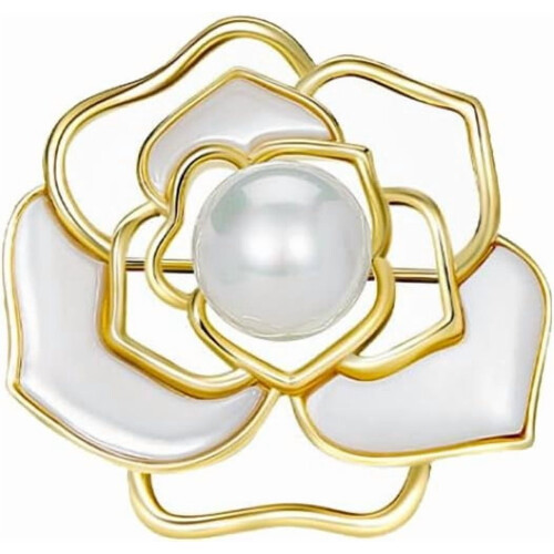 Broche de flor para mulheres com strass, cristal e pérola.