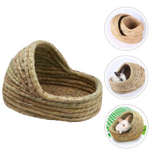 Small Pet Straw House Woven Nest Provides Cozy Sleep and Material Green