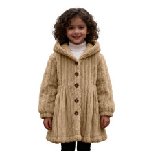 Boys Winter Jacket,Coat Girls Hooded Long Waist Tie Casual Outerwear for Autumn Winter,Coat,Khaki,3-4 Years