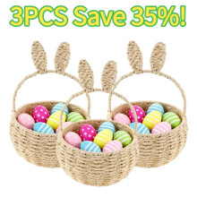 Panier de Pâques tressé avec motif lapin (3 pièces)