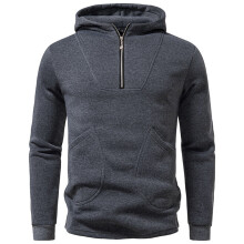 Hoodie Casual Fleecejacka med framfickor