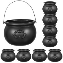 FRCOLOR Witch Brew Pots Black Cauldron Candy Storage Party Favor 9PCS