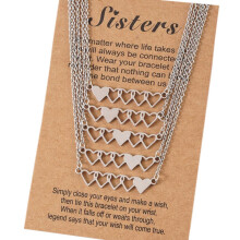 4Pcs/5Pcs Sister Heart-shaped Short Necklaces Stainless Steel Best Friend Necklace Suitable for 4 Sisters or 5 Sisters