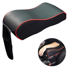 Soft Memory Foam Car Armrest Pillow Universal Fit With Storage Pocket Ergonomic Shape Premium Leather Adjustable Straps Dual Zone Support Easy To