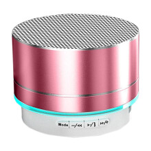 Qocolhg Portable Bluetooth 5.0 Speaker with Colorful Breathing Lights, 3W Mini Metal Speaker for Home/Outdoor – Rose Gold