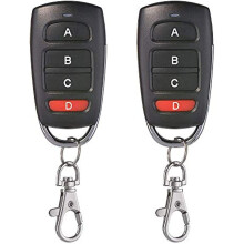 Fob 433mhz 4 Buttons Garage Door Universal Remote, Black 2 Pieces