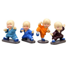 Home Office Decor, 4Pcs Resin Monks Figurine, Decorative Accent For Shelf Desk Car - Handcrafted No Fading Size: Small But Impactful Colorful