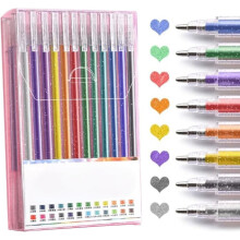 Glitter Gel Pen Set,2026 New 12 Colors with Glitter Sparkle Coloring Art Gel Pen Set for Coloring Book,Drawing Art Supplies