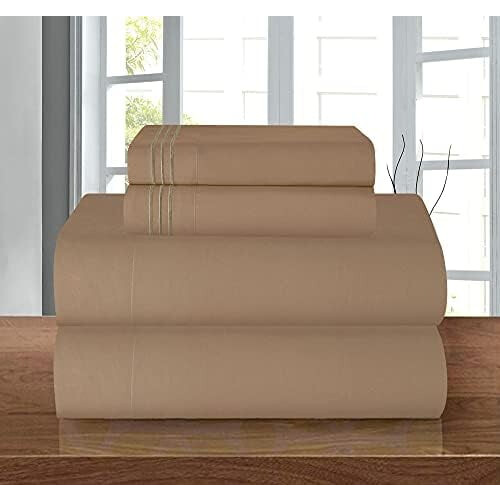 Ensemble de draps complets en microfibre, 4 pièces, poches profondes