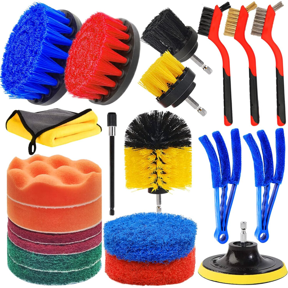 Drill Brush Attachments, Power Scrubber Brush Set For Multifunctional Cleaning, Featuring All Purpose Scouring Pads & Scrub Sponges Optimized 9044386815125