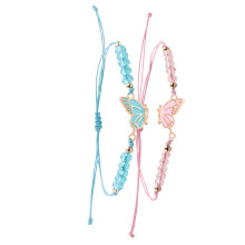 Pack Of 2 Butterfly Friendship Bracelets for Girls and Couples Handmade Braided Rope Matching Handchain Handmade Jewelry