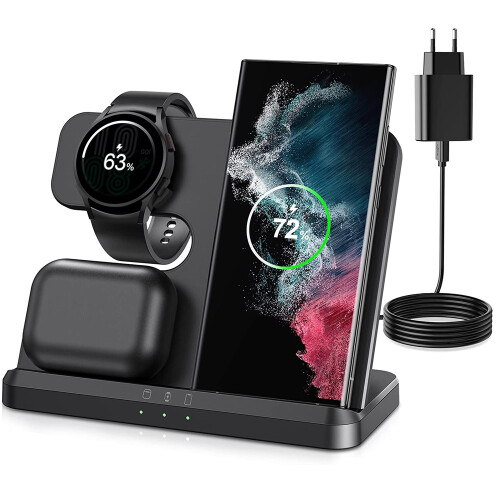 Carregador sem fio compatível com a base de carregamento Samsung.
