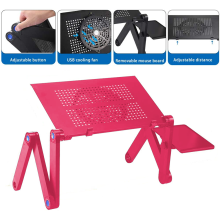 Large Size Portable Standing Desk, Adjustable Laptop Stand with Ergonomic Design, Foldable Legs Ventilated Aluminum Tray Silent Cooling Fan