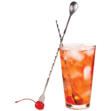 Cuillère à cocktail en acier inoxydable avec manche torsadé et garniture