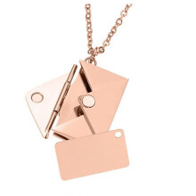 Love Secret Message Photos Locket Pendant Envelope Necklace Gold Silver Rose Gold Stainless Steel Clavicle Chain
