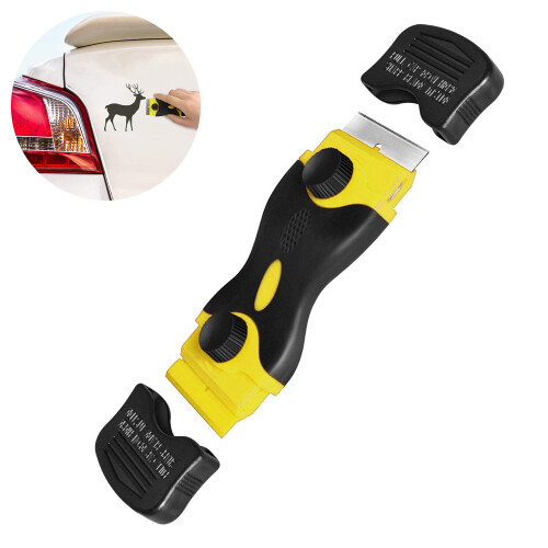 Versatile Cleaning Assistant, Flexible Rubber Razor Holder, Ergonomic Handle for Secure Grip,  Replacement Blades for Various Cleaning Needs