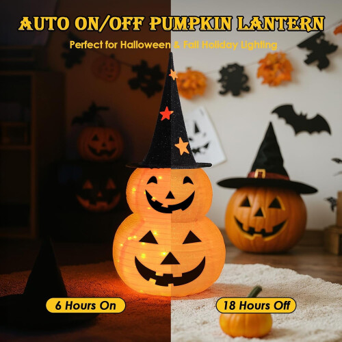 3ft Battery-Powered LED Pumpkin Lamp, 8 Light Modes 2