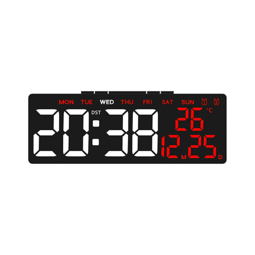Digitale wekker met datum, temperatuur en dimbaar display. 1