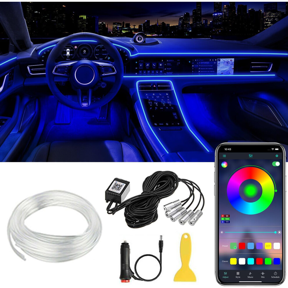 Car Ambient Ing Kit, 16 Million Colors Music Sensor With 236 Inches Fiber Optic, App Control Rgb Color Interior Led Strip Sound Active Light 9044386785848