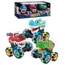 (suit) Kids Monster Truck Toy with Light Up LED Wheels, Press and Go Dinosaur Trucks Car Toy, Birthday Gift for Boys Girls