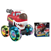 (Ox Devil) Kids Monster Truck Toy with Light Up LED Wheels, Press and Go Dinosaur Trucks Car Toy, Birthday Gift for Boys Girls