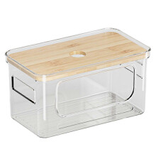(Small) Stackable Trash Bag Dispenser with Bamboo Lid, Under Sink Garbage Bag Holder Organizer for Kitchen & Laundry Storage