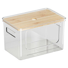 (Large) Stackable Trash Bag Dispenser with Bamboo Lid, Under Sink Garbage Bag Holder Organizer for Kitchen & Laundry Storage