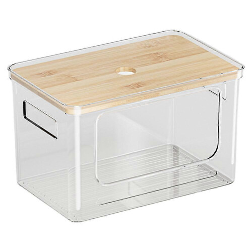 (Large) Stackable Trash Bag Dispenser with Bamboo Lid, Under Sink Garbage Bag Holder Organizer for Kitchen & Laundry Storage