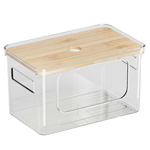 (Medium) Stackable Trash Bag Dispenser with Bamboo Lid, Under Sink Garbage Bag Holder Organizer for Kitchen & Laundry Storage