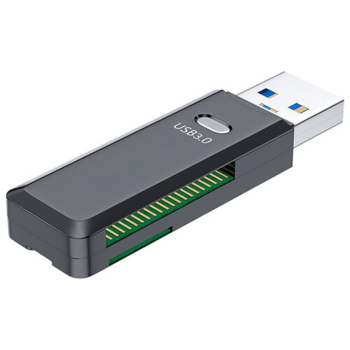 2 in 1 USB 3.0 Card Reader TF/ Card Reader High Speed Data Transmission  Cardreader for PC Laptop Black