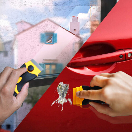 Versatile Cleaning Assistant, Flexible Rubber Razor Holder, Ergonomic Handle for Secure Grip,  Replacement Blades for Various Cleaning Needs 2